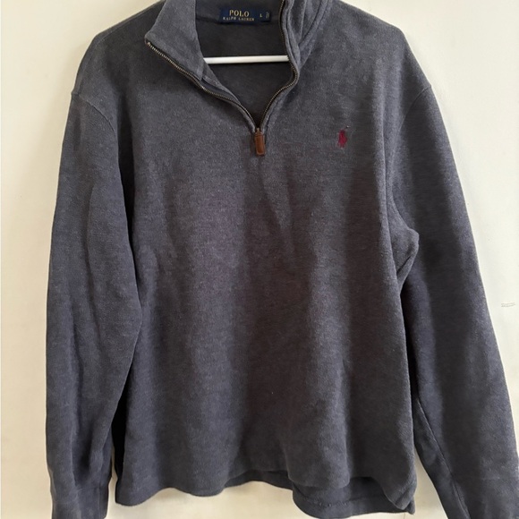 Polo Ralph Lauren gray with Red Horse Logo 3/4 Zip Pullover size L - Picture 2 of 5